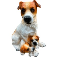 Bakan Yavrulu Anne Kahverengi Köpek Biblo – Polyester Dekoratif Obje (13X11X14 Cm)