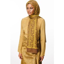 Lavin Desen Çift Taraflı Şal Acı Kahve-Hardal