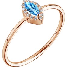 Sirius Pırlanta ve Markiz Kesim Mavi Topaz Taşlı Azur Yüzük 0417R0337