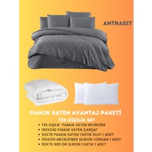 Merya Tek Kişilik Saten Avantaj Paket Antrasit