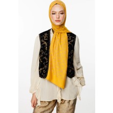 Marrakech Desen Çift Taraflı Şal Vizon-Hardal