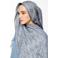 Selis Desen Çift Taraflı Şal Koyu Gri-Açık Mavi