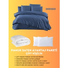 Merya Çift Kişilik Saten Avantaj Paket Indigo