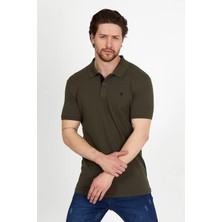 Erkek Haki Polo Yaka Likralı T-Shirt T621