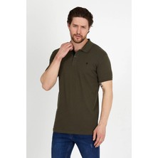 Erkek Haki Polo Yaka Likralı T-Shirt T621