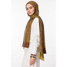 Henna Desen Çift Taraflı Şal Acı Kahve-Hardal