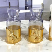 Sarı Metal Gövdeli Cam Meşrubat Bardağı, Şık ve Dayanıklı Tasarım (1 Adet)