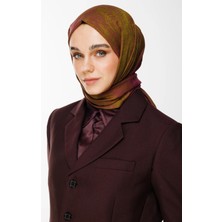 Sahra Desen Çift Taraflı Şal Yağ Yeşili-Mürdüm
