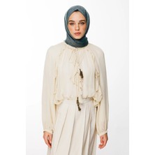 Velora Desen Çift Taraflı Şal Koyu Gri-Zümrüt