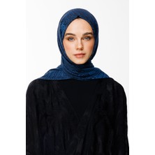 Mayra Desen Çift Taraflı Şal Siyah-Indigo