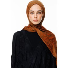 Velora Desen Çift Taraflı Şal Koyu Haki-Tarçın