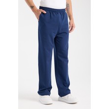 6004 Indigo Erkek Bol Kesim Baggy Fermuarlı Cep Beli Bağçıklı Indigo Erkek Eşofman Altı