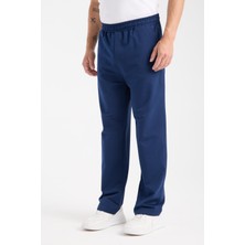 6004 Indigo Erkek Bol Kesim Baggy Fermuarlı Cep Beli Bağçıklı Indigo Erkek Eşofman Altı