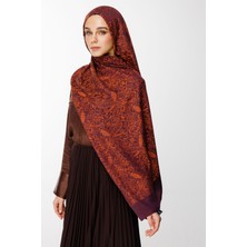 Velora Desen Çift Taraflı Şal Mor-Turuncu