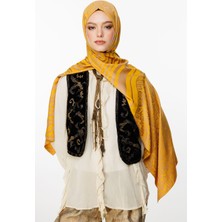 Riad Desen Çift Taraflı Şal Vizon-Hardal