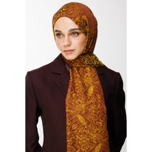 Velora Desen Çift Taraflı Şal Mürdüm-Sarı