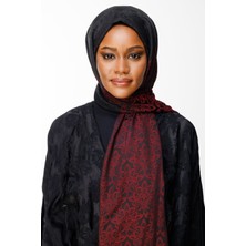 Nora Desen Çift Taraflı Şal Siyah-Bordo