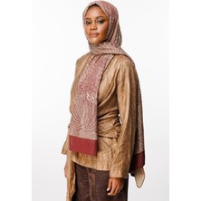 Mayra Desen Çift Taraflı Şal Mürdüm-Somon