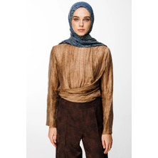 Morocco Desen Çift Taraflı Şal Lacivert-Su Yeşili