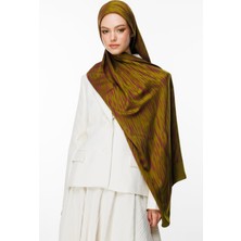 Selis Desen Çift Taraflı Şal Yağ Yeşili-Mürdüm