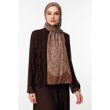 Morocco Desen Çift Taraflı Şal Acı Kahve-Bej