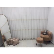 Nivemeshome Olivia 2025 Altın Detaylı  1/3 Sık Pileli Tül Perde Apm