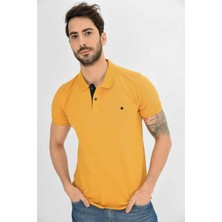 Erkek Hardal Polo Yaka Likralı T-Shirt T621