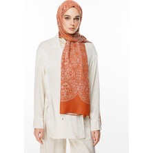 Morocco Desen Çift Taraflı Şal Vizon-Tarçın