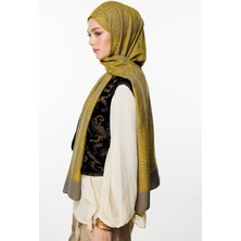 Mayra Desen Çift Taraflı Şal Koyu Gri-Hardal