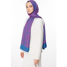 Mayra Desen Çift Taraflı Şal Petrol Mavisi-Fuşya