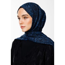 Velora Desen Çift Taraflı Şal Siyah-Indigo