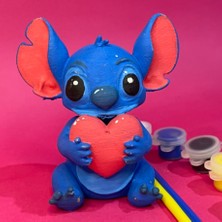 Stitch Figür Boyama Seti | 15 cm | 3D Yazıcı Üretimi 6 Renk Akrilik Boya 2 Fırça