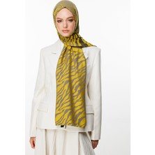 Riad Desen Çift Taraflı Şal Koyu Gri-Hardal