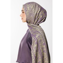 Lavin Desen Çift Taraflı Şal Zeytin-Mor