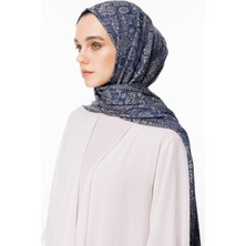Henna Desen Çift Taraflı Şal Lacivert-Bej