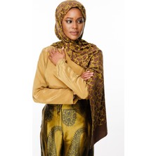 Marrakech Desen Çift Taraflı Şal Acı Kahve-Hardal