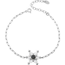 BymissMücevherat Kar Tanesi 100 Dilde Seni Seviyorum Bileklik 925 Ayar Gümüş