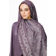 Lavin Desen Çift Taraflı Şal Mor-Gri
