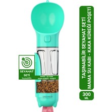 Greenwich Taşınabilir Seyahat Seti 300 ml | Mama Ve Su Kabı | Kaka Küreği Ve Poşeti | Kedi Köpek