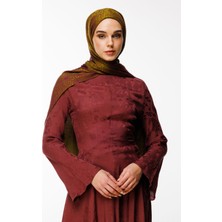 Morocco Desen Çift Taraflı Şal Yağ Yeşili-Mürdüm