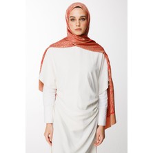 Lavin Desen Çift Taraflı Şal Vizon-Kırmızı