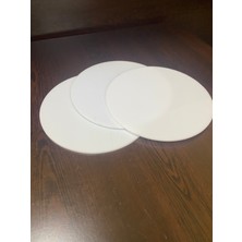 Pleksi Aksesuar 3’lü Beyaz Resim Paleti Seti (21X21 Cm) Çapında Düz