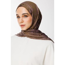 Lavin Desen Çift Taraflı Şal Koyu Haki-Koyu Gül Kurusu