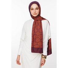 Nora Desen Çift Taraflı Şal Mor-Turuncu