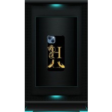 iphone 15 Uyumlu Siyah Desenli Gold K Harfi Kılıf Ip 15
