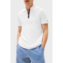Tommy Hilfiger % 100 Pamuk Regular Fit Yarım Fermuarlı Polo Yaka T Shirt Erkek Polo Yaka T Shirt MW0MW39552 Ybr