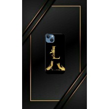 Siyah Desenli Gold O Harfi Ip 14 Uyumlu