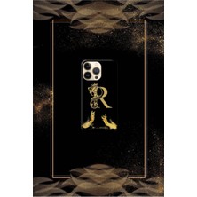 Siyah Desenli Gold B Harfi 16 Pro Max