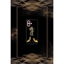 Siyah Desenli Gold L Harfi Ip 16