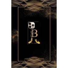 Siyah Desenli Gold R Harfi Ip 16 Pro